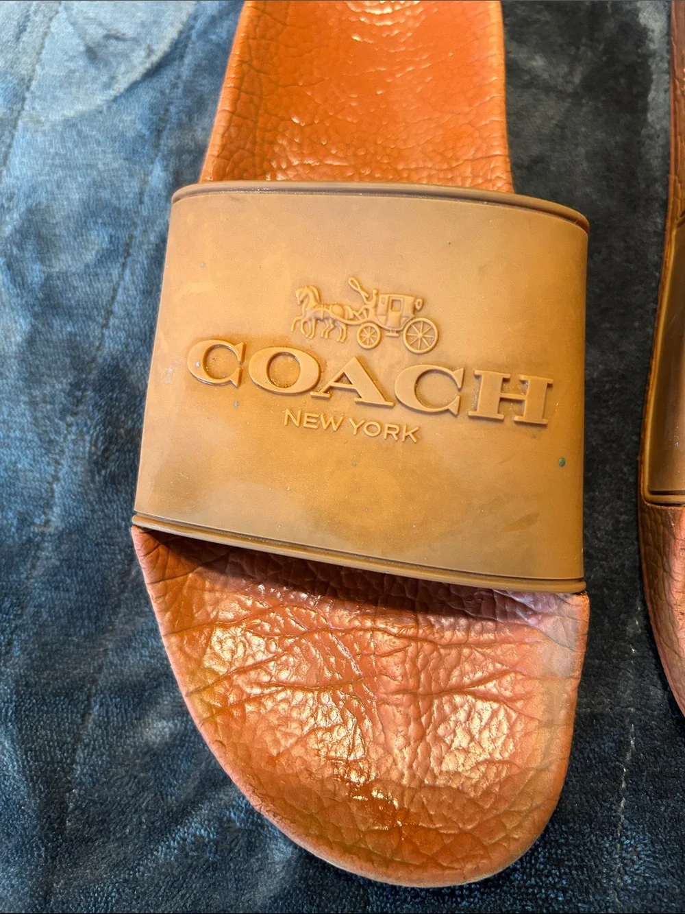 Coach Men’s Tan/Brown Logo Slide Sandals size 8